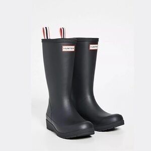 HUNTER Dark Gray-Black Original Tall Play Rain Boot Size 10/EU42 British Stripes